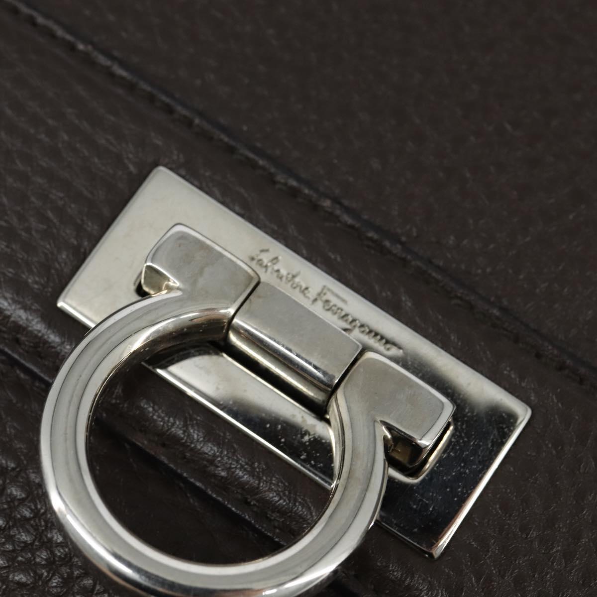 Salvatore Ferragamo Gancini Sophia Bag Leather 2way Dark Brown Auth 130806V