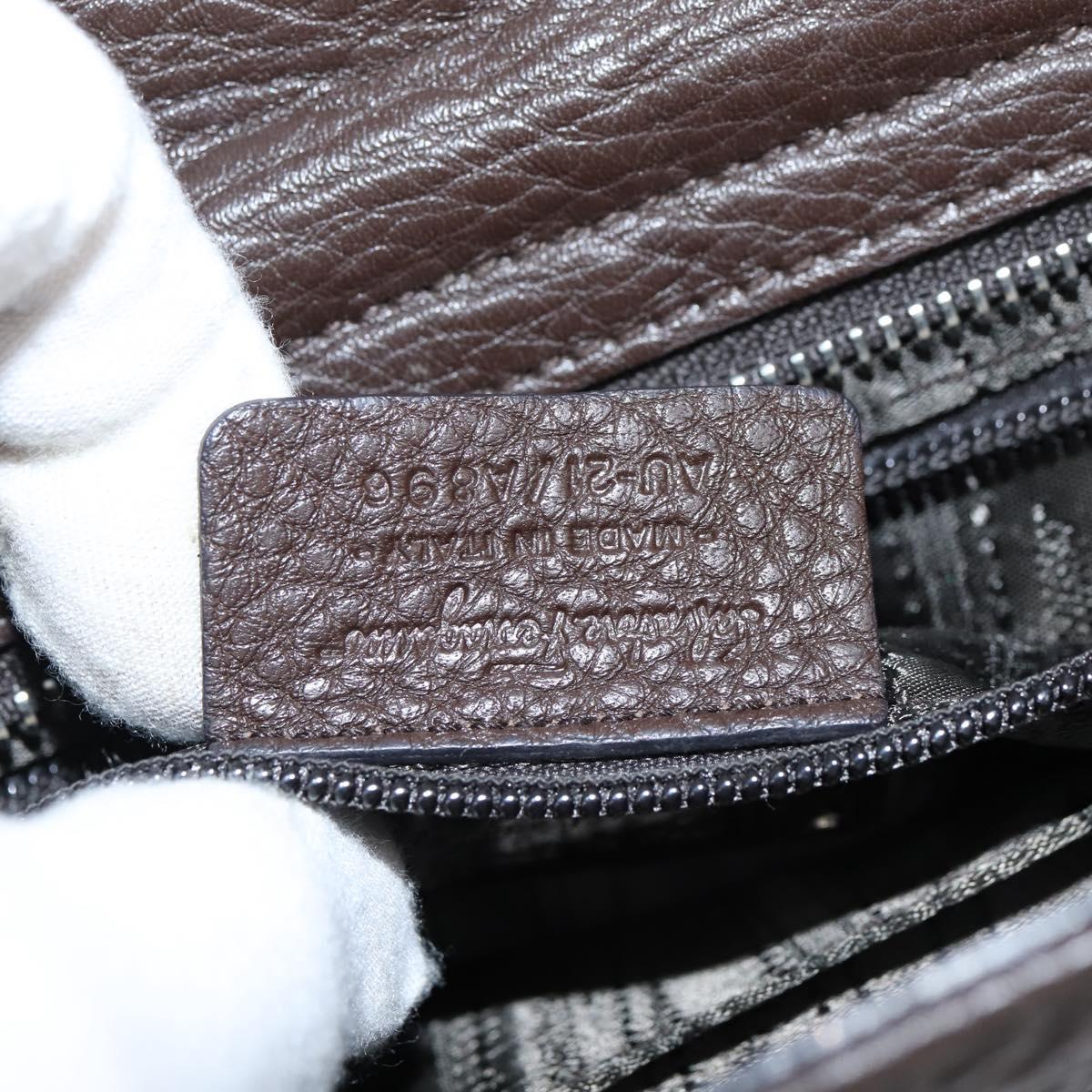 Salvatore Ferragamo Gancini Sophia Bag Leather 2way Dark Brown Auth 130806V