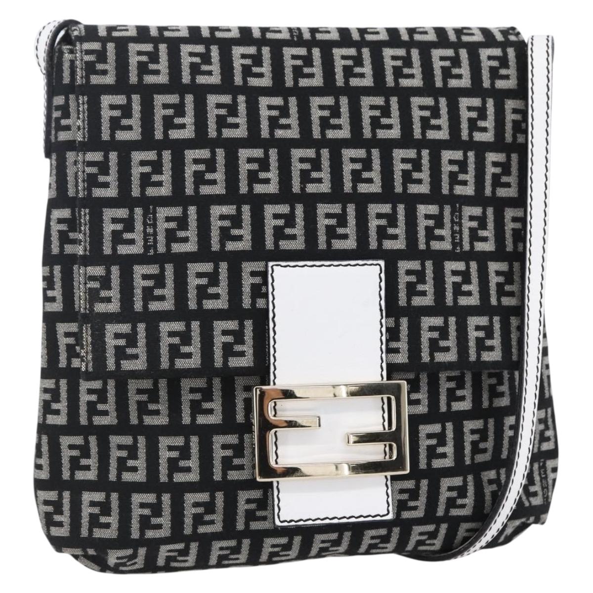 FENDI Zucchino Canvas Mamma bucket Shoulder Bag Brown Gold Auth 130807V