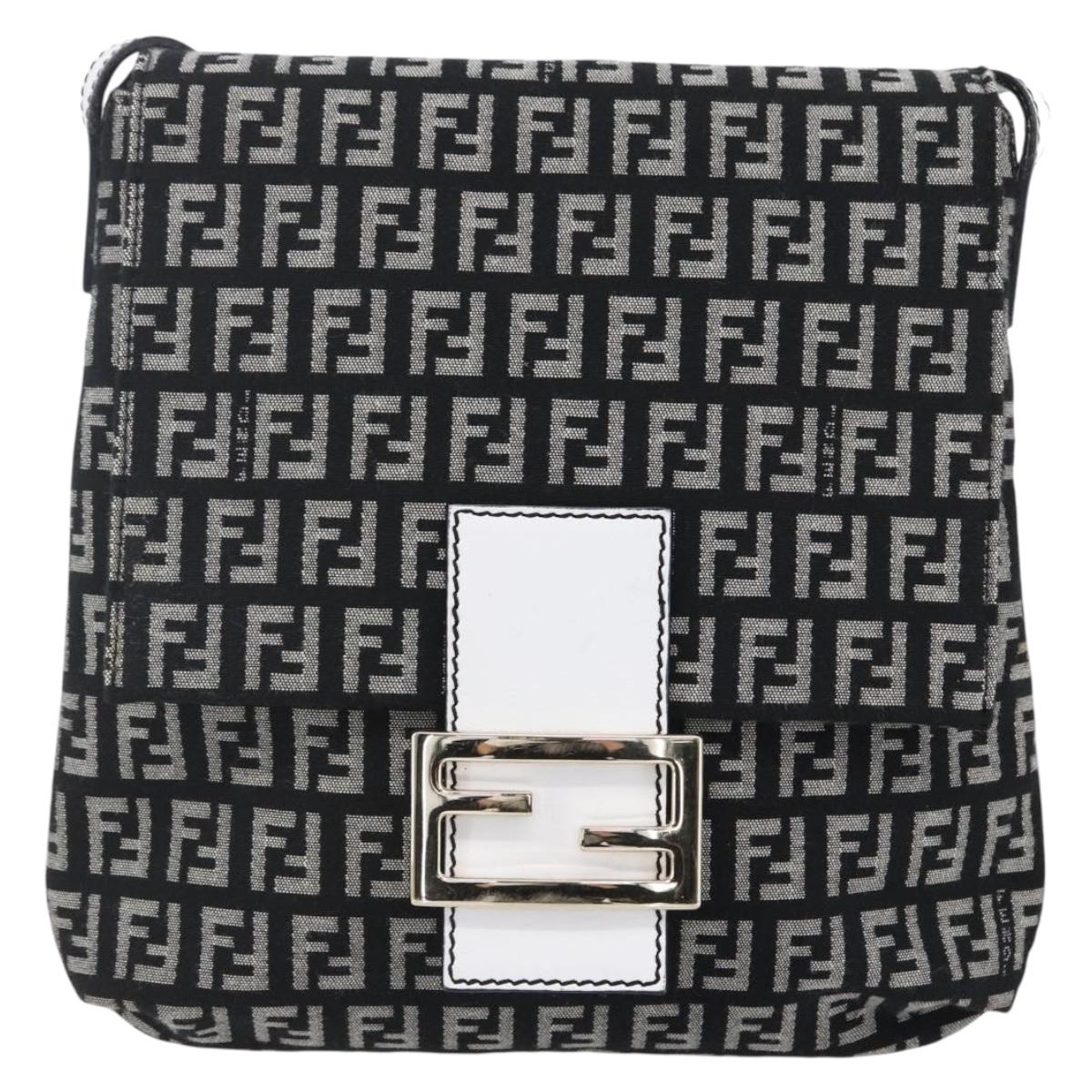 FENDI Zucchino Canvas Mamma bucket Shoulder Bag Brown Gold Auth 130807V