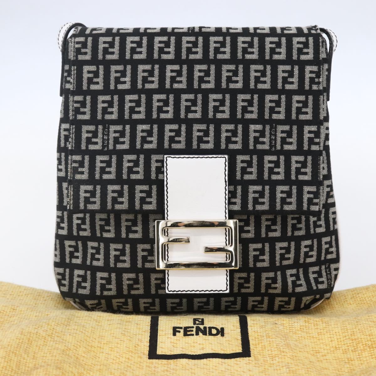 FENDI Zucchino Canvas Mamma bucket Shoulder Bag Brown Gold Auth 130807V