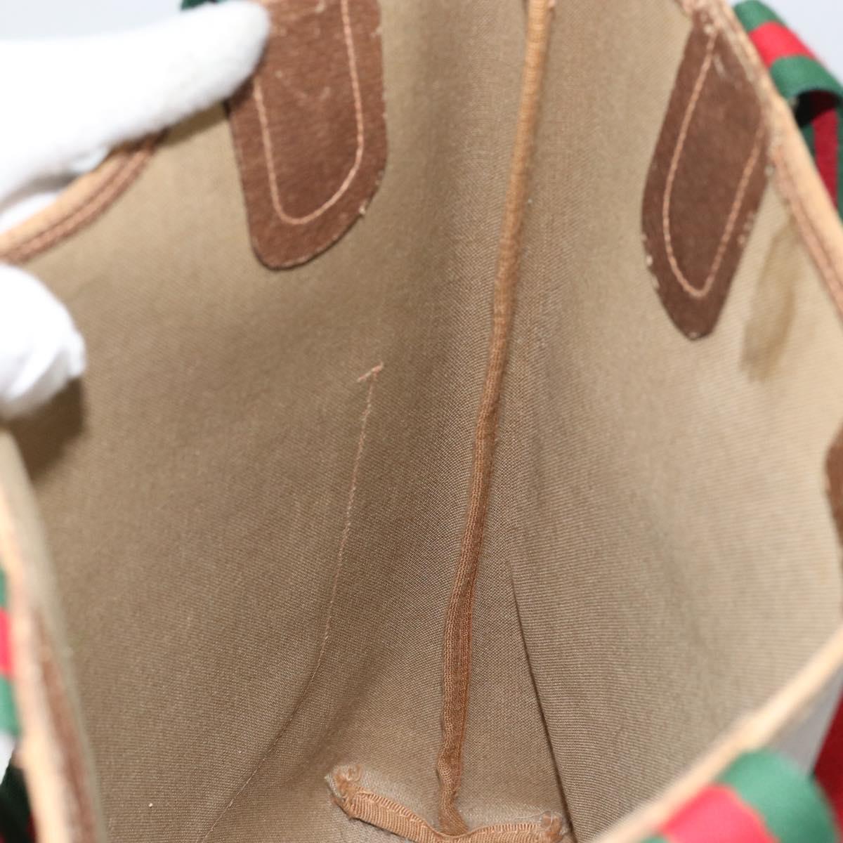 GUCCI GG Supreme Web Sherry Line Tote Bag PVC Beige Gold 89 02 003 Auth 130821