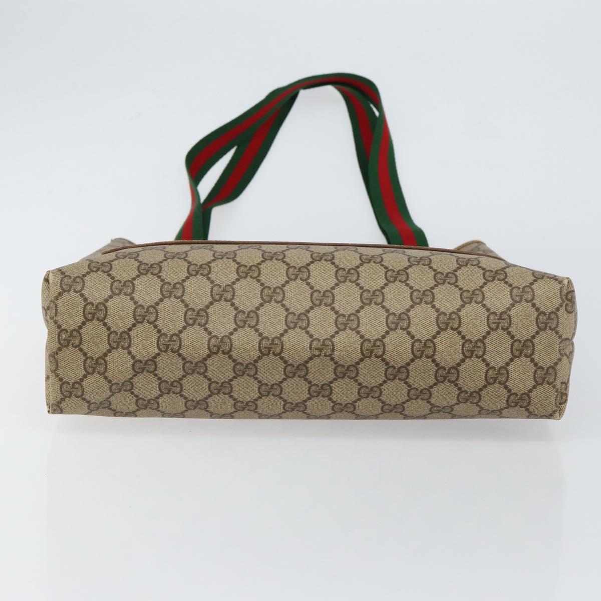 GUCCI GG Supreme Web Sherry Line Tote Bag PVC Beige Gold 89 02 003 Auth 130821