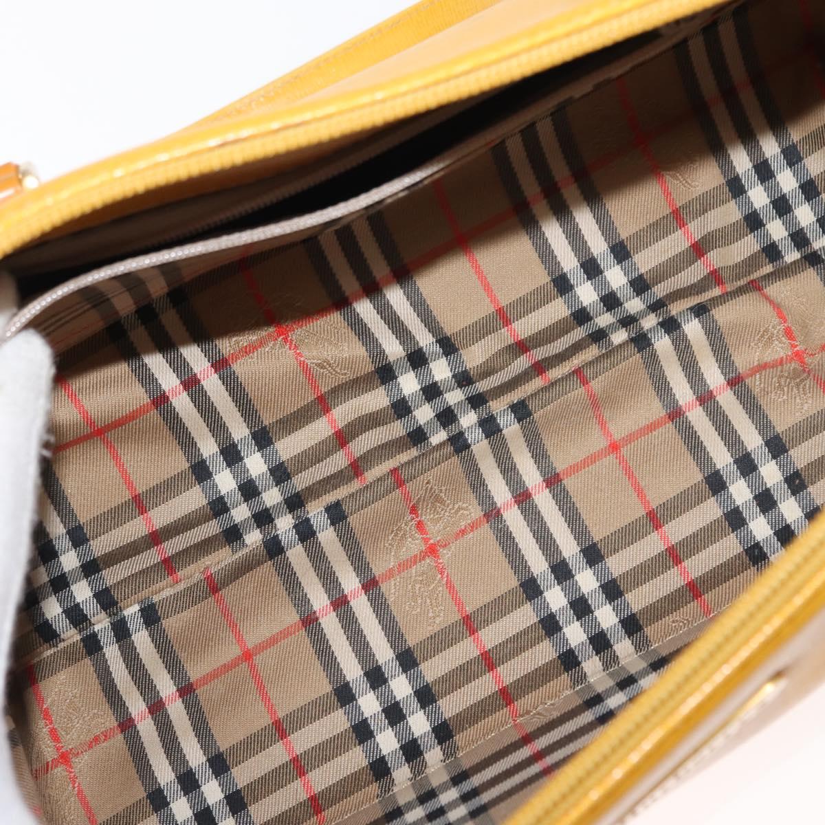 Burberrys Shoulder Bag Leather Yellow Gold Auth 130822