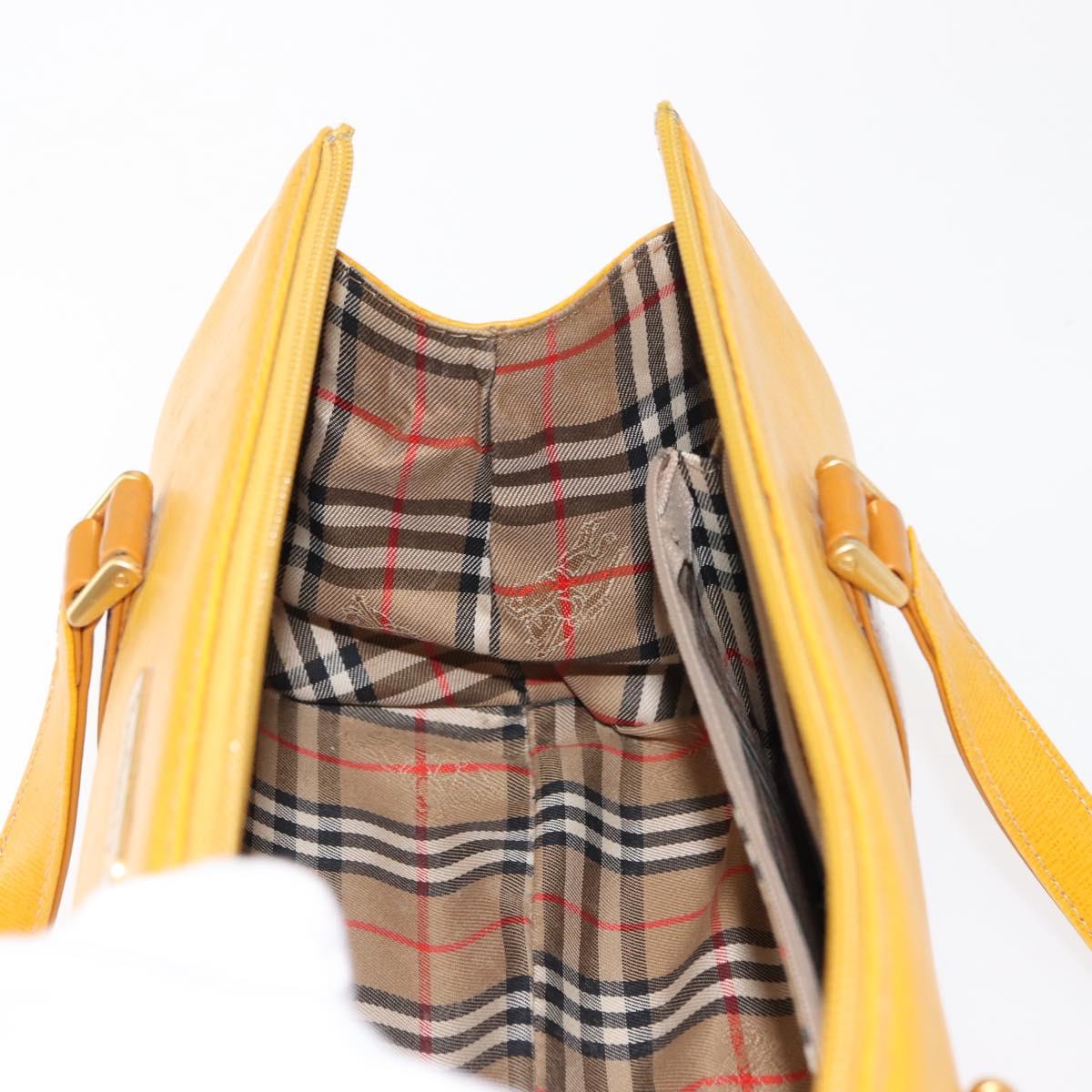 Burberrys Shoulder Bag Leather Yellow Gold Auth 130822