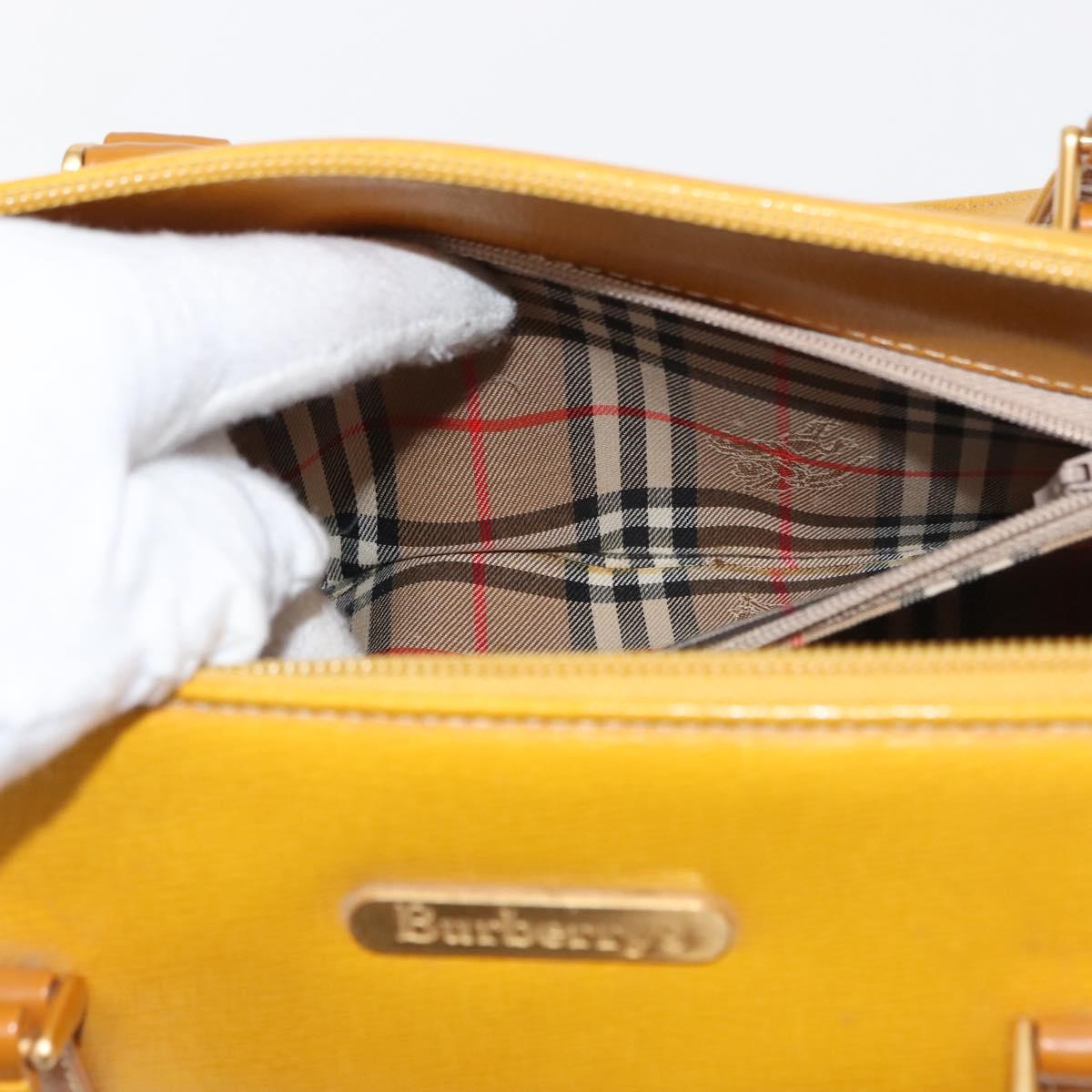 Burberrys Shoulder Bag Leather Yellow Gold Auth 130822