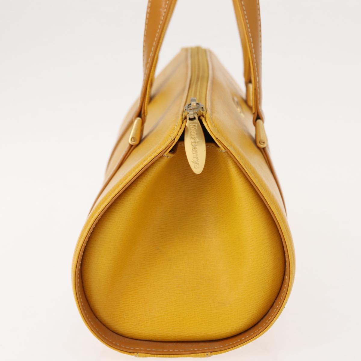 Burberrys Shoulder Bag Leather Yellow Gold Auth 130822