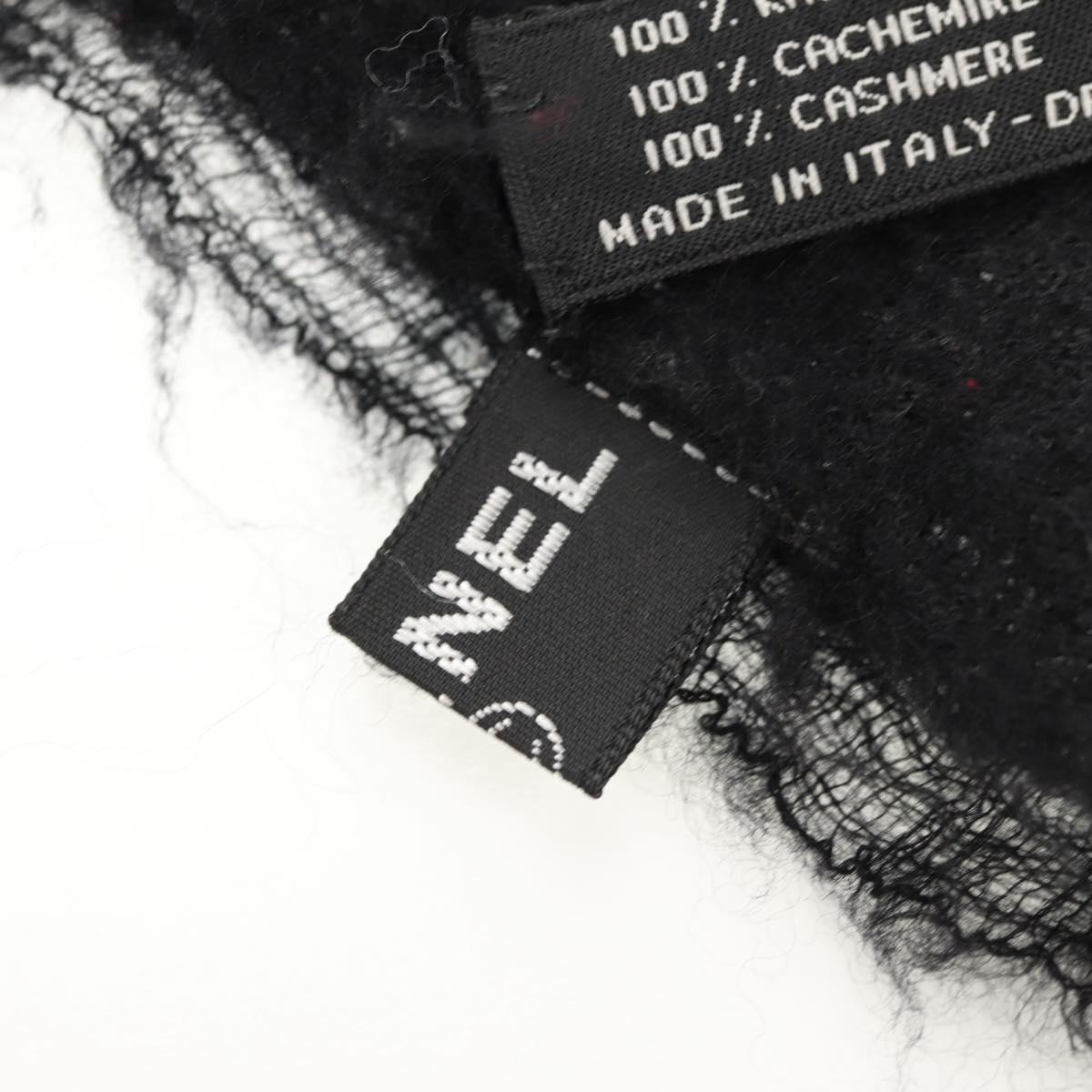 CHANEL Scarf Cashmere Black CC Auth 130826M