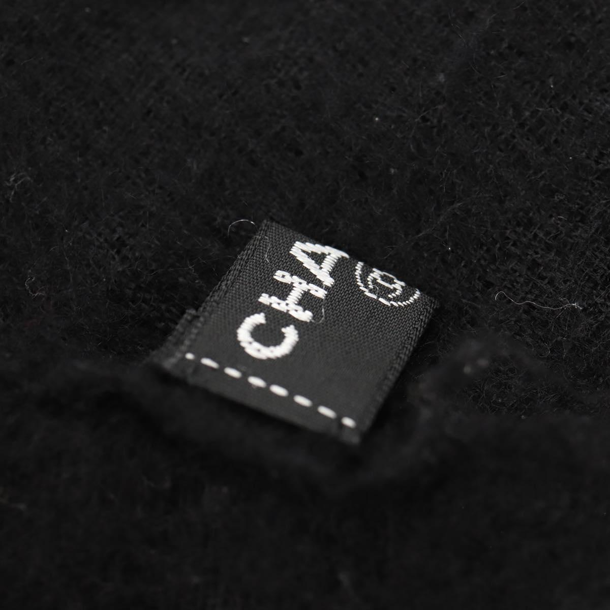 CHANEL Scarf Cashmere Black CC Auth 130826M