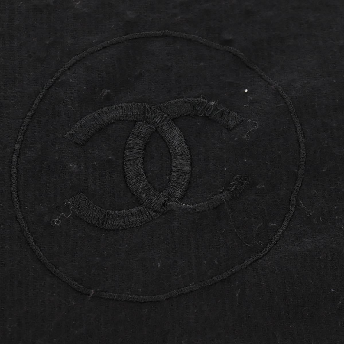 CHANEL Scarf Cashmere Black CC Auth 130826M