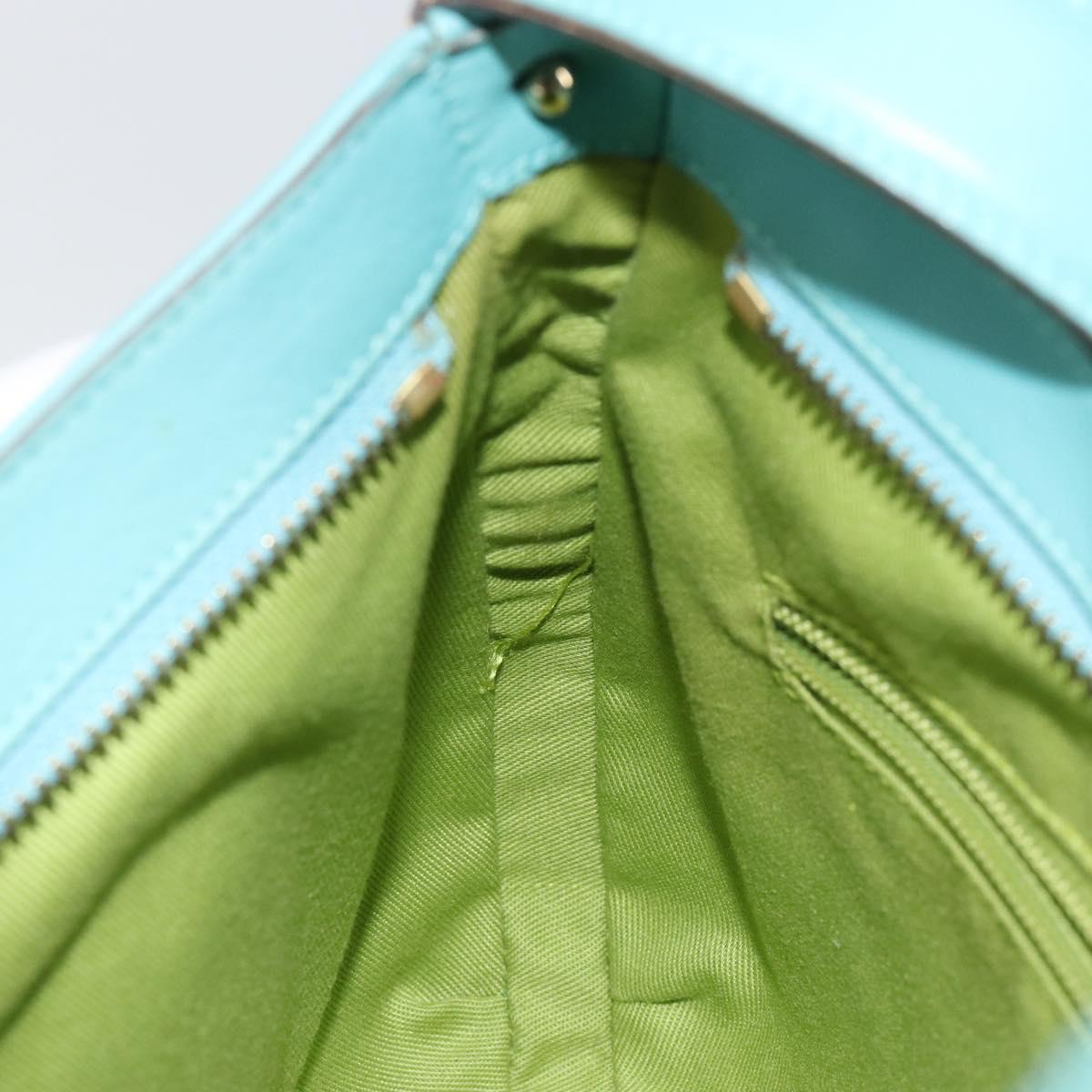 Salvatore Ferragamo Gancini Bag Leather Turquoise Blue Gold Auth 130837V