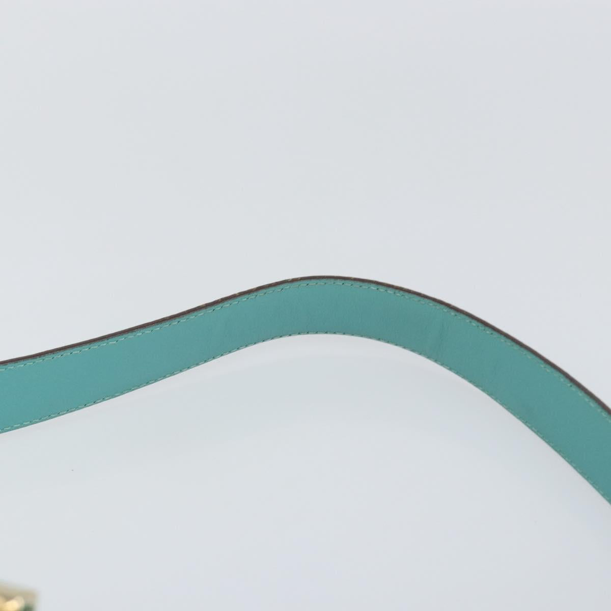 Salvatore Ferragamo Gancini Bag Leather Turquoise Blue Gold Auth 130837V