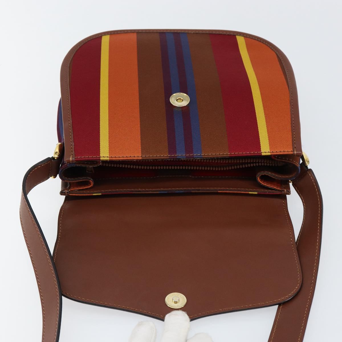 CELINE Shoulder Bag Canvas Multicolor Gold Auth 130839V