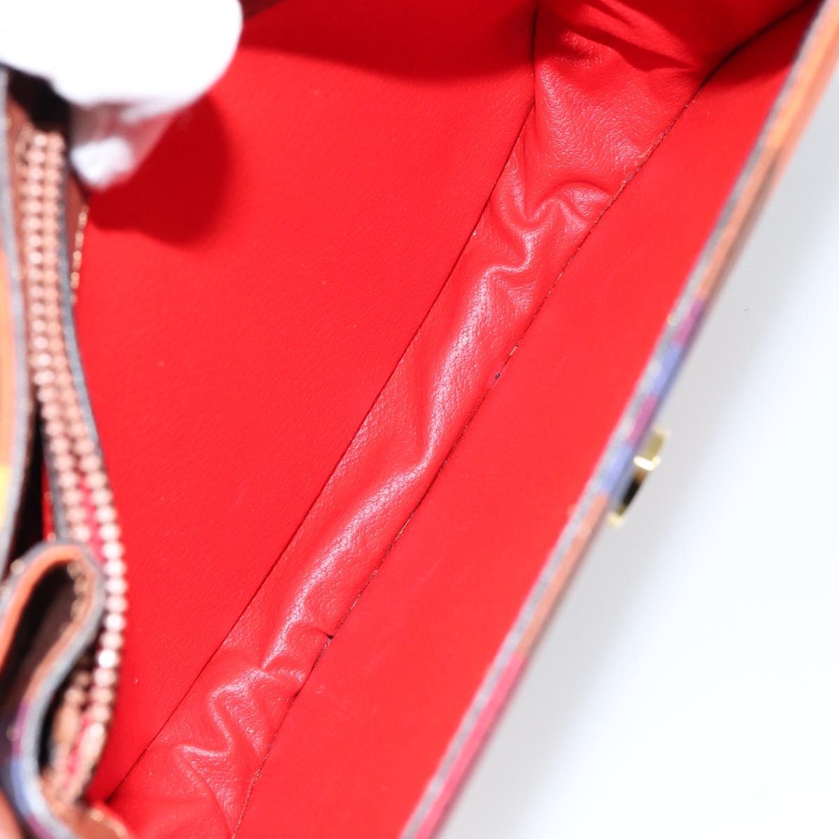 CELINE Shoulder Bag Canvas Multicolor Gold Auth 130839V