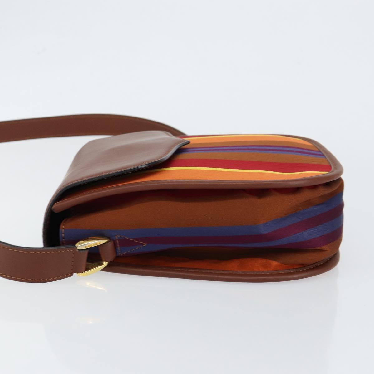 CELINE Shoulder Bag Canvas Multicolor Gold Auth 130839V