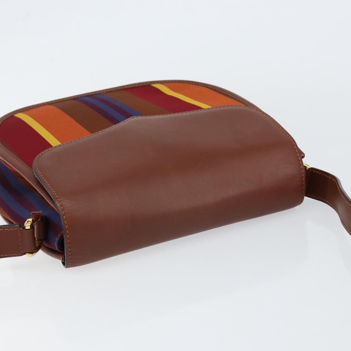 CELINE Shoulder Bag Canvas Multicolor Gold Auth 130839V