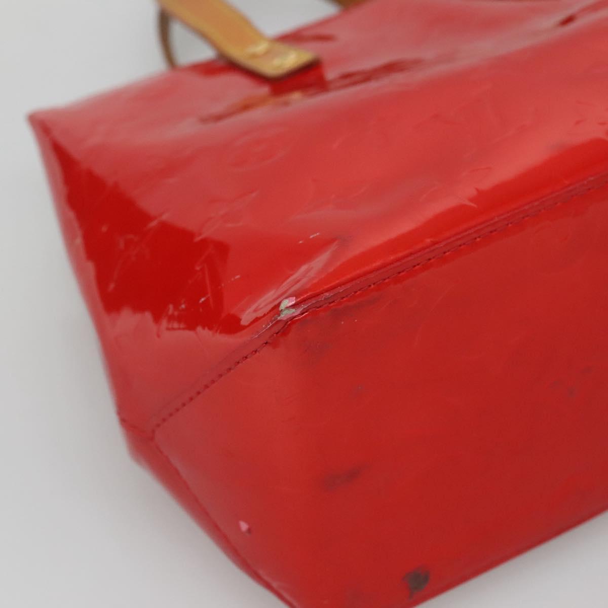 LOUIS VUITTON Monogram Vernis Reade PM Hand Bag Red Rouge M91088 LV Auth 130850