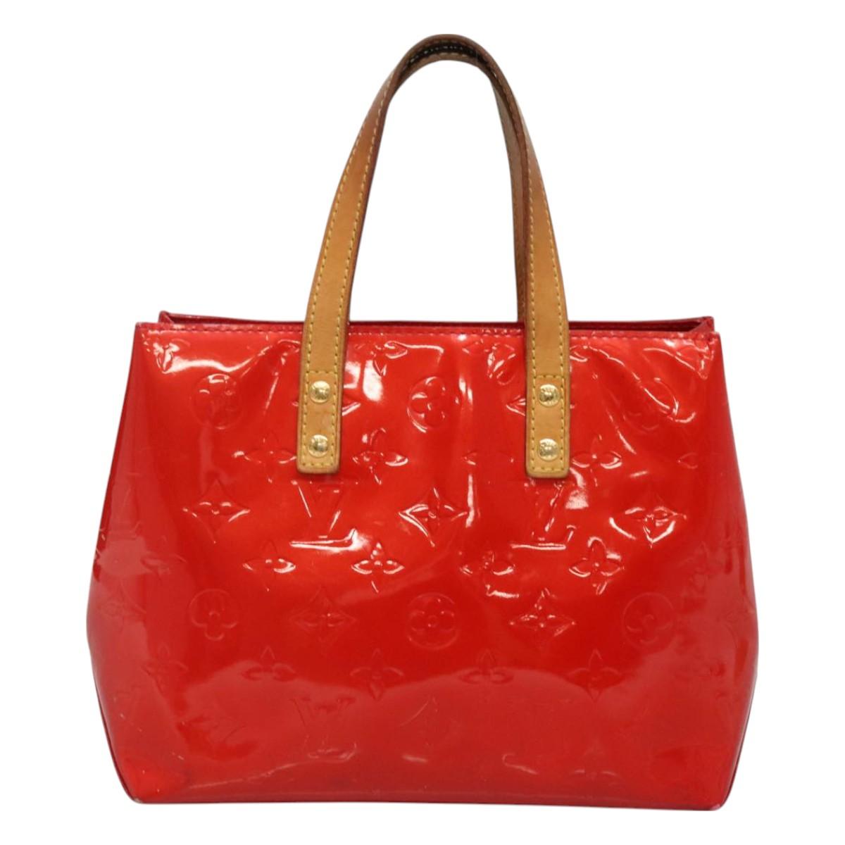 LOUIS VUITTON Monogram Vernis Reade PM Hand Bag Red Rouge M91088 LV Auth 130850