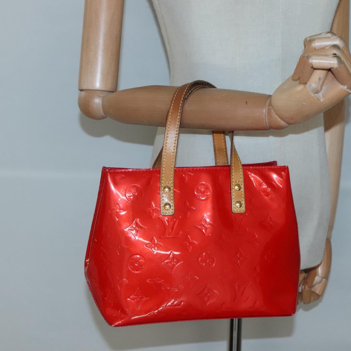 LOUIS VUITTON Monogram Vernis Reade PM Hand Bag Red Rouge M91088 LV Auth 130850