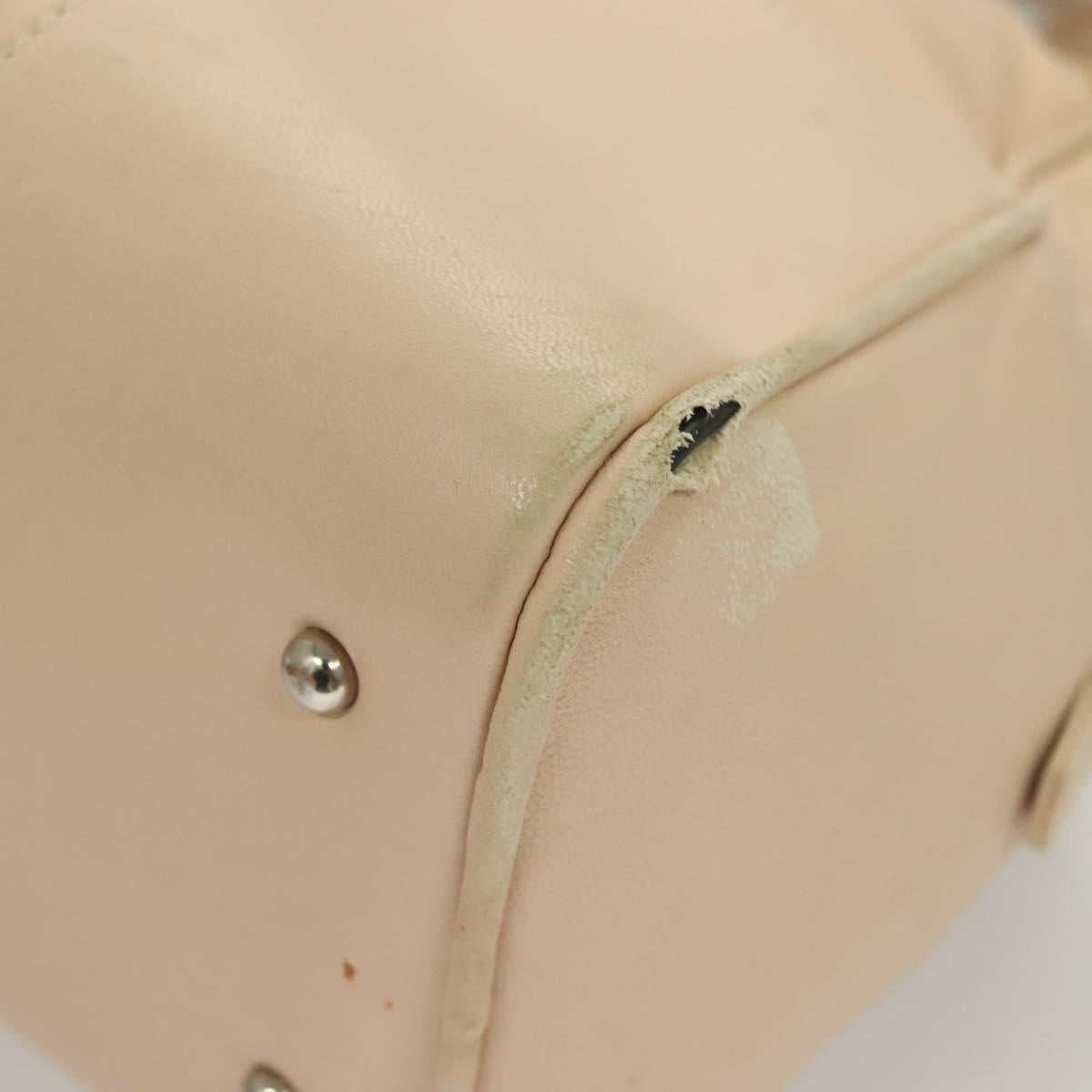 LOEWE Anagram Hand Bag Leather Beige Silver Auth 130882