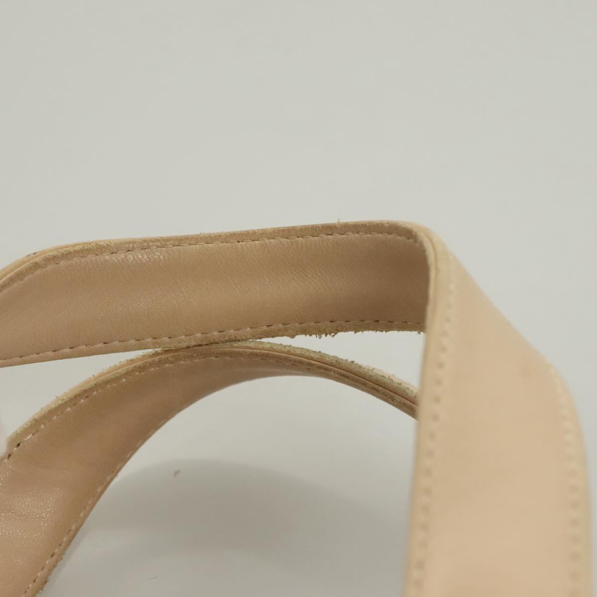LOEWE Anagram Hand Bag Leather Beige Silver Auth 130882