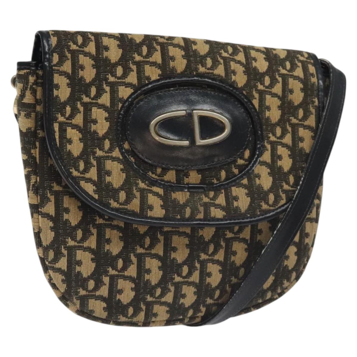 Christian Dior Trotter Canvas Shoulder Bag Navy Auth 130891