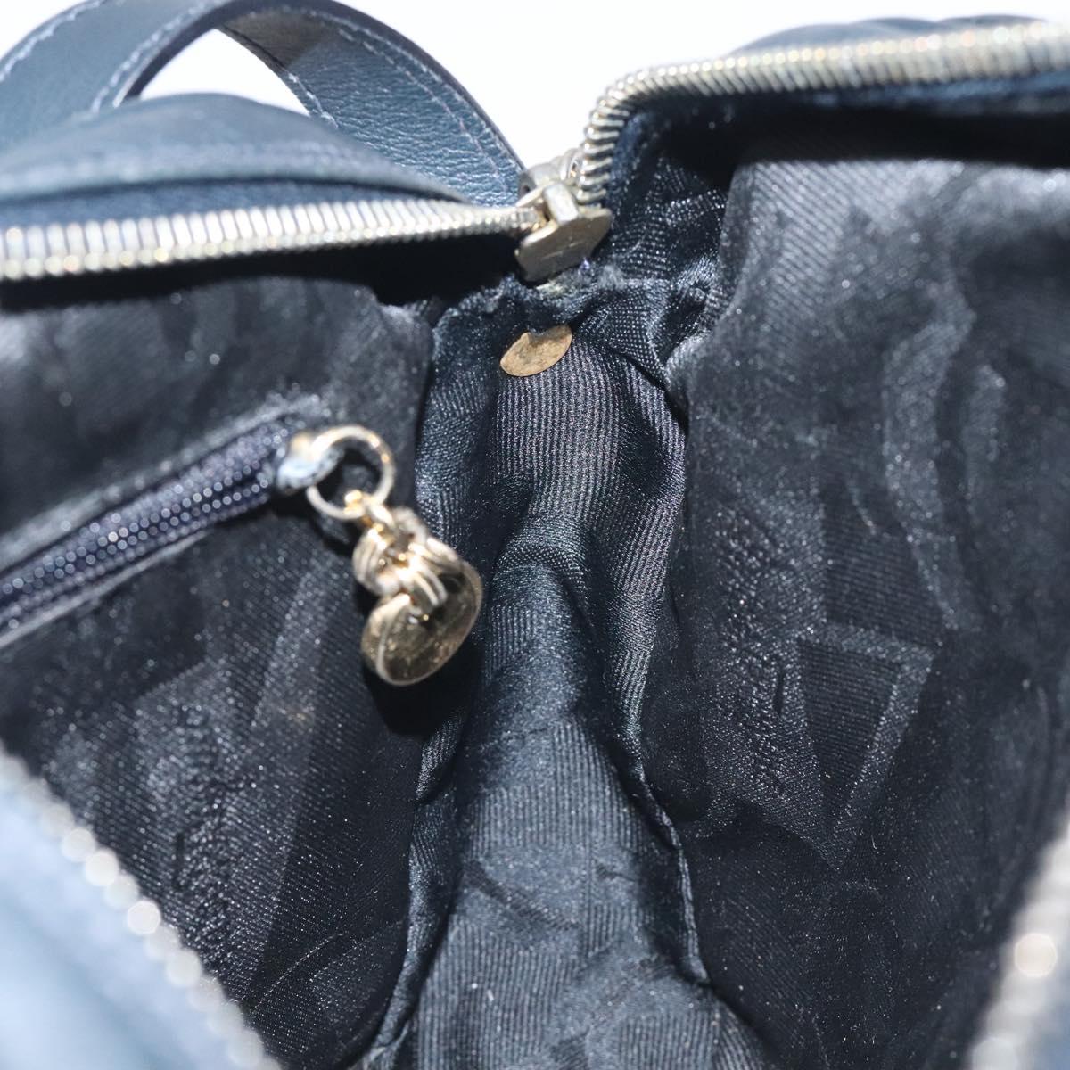 Salvatore Ferragamo Gancini Shoulder Bag Leather Navy Gold Auth 130895