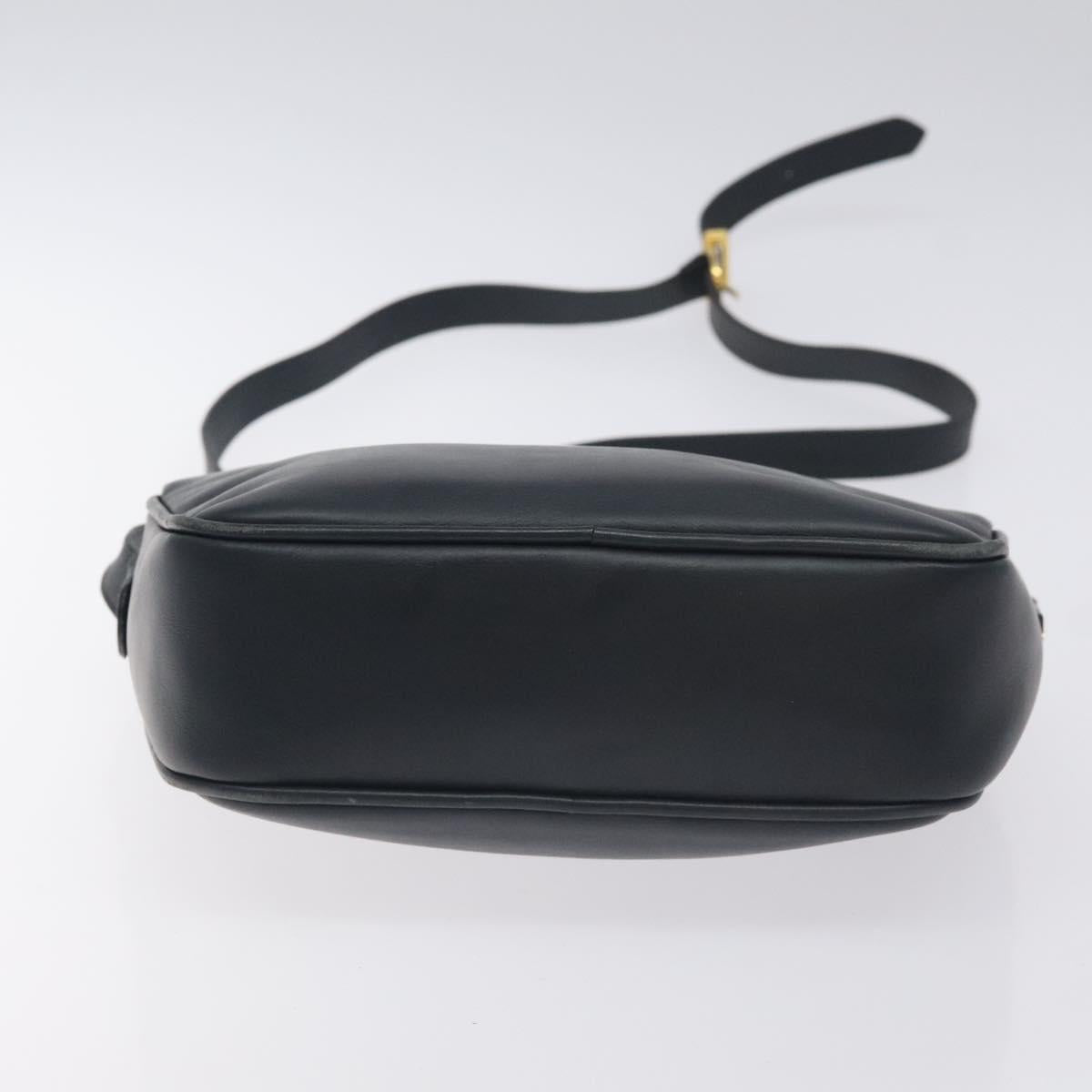 Salvatore Ferragamo Gancini Shoulder Bag Leather Navy Gold Auth 130895