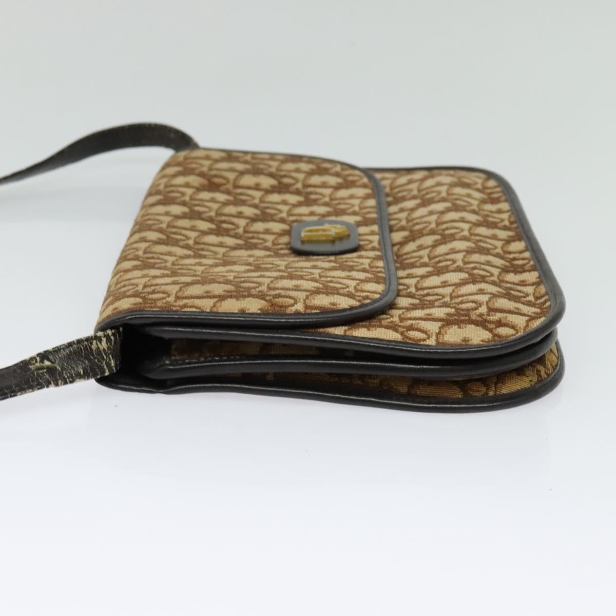 Christian Dior Trotter Canvas Shoulder Bag Brown Auth 130910