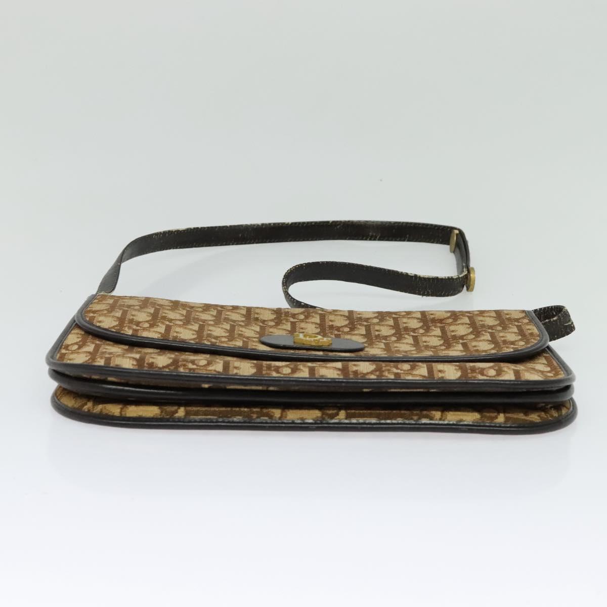Christian Dior Trotter Canvas Shoulder Bag Brown Auth 130910