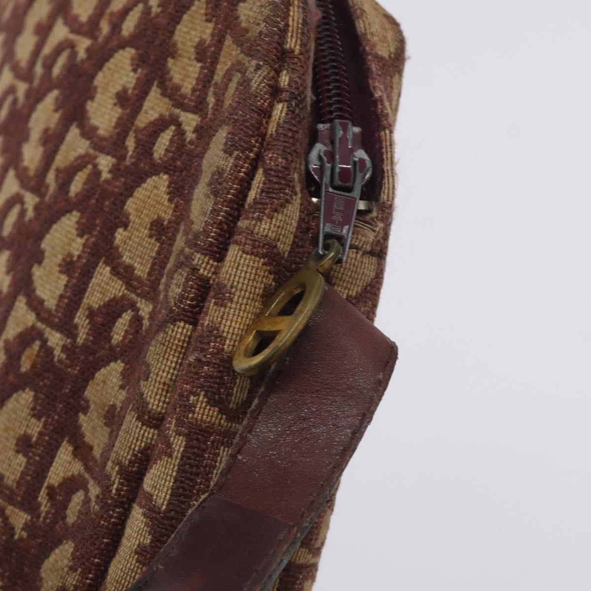 Christian Dior Trotter Canvas Shoulder Bag Red Auth 130911