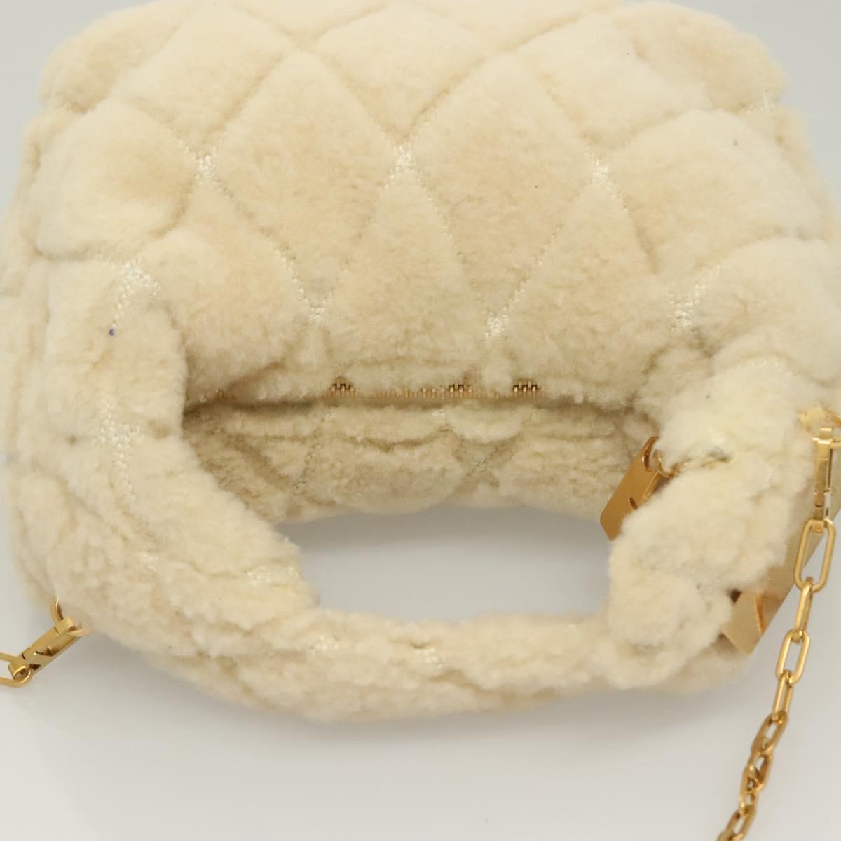BURBERRY Mini Peg Hand Bag Mouton 2way Beige Gold Auth 130913