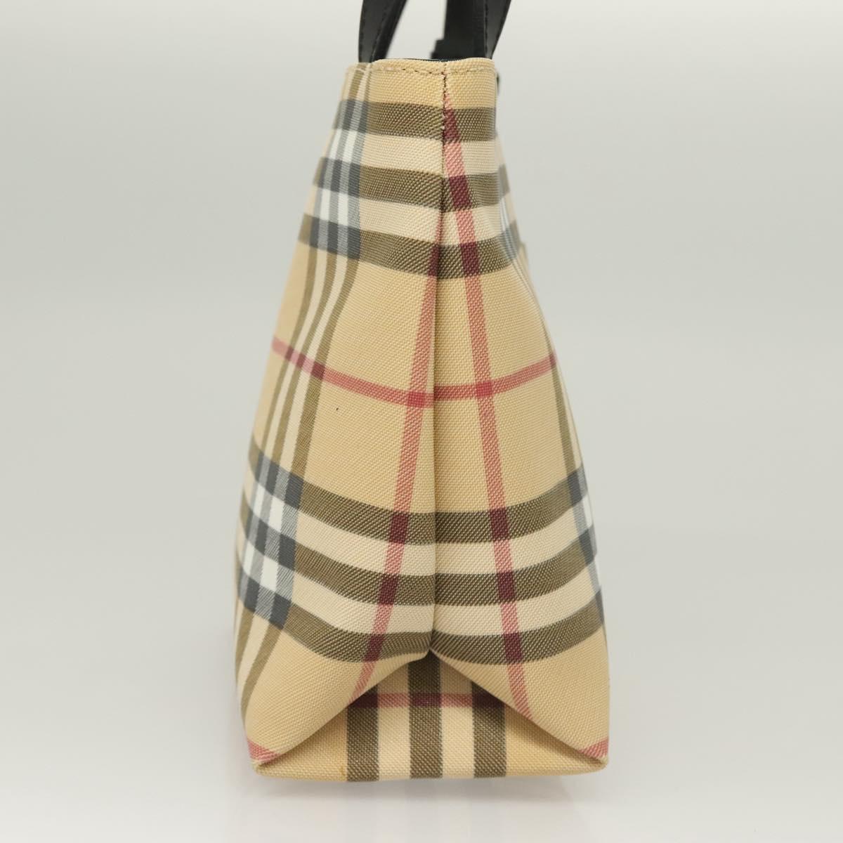 BURBERRY Nova Check Hand Bag PVC Beige Auth 130916