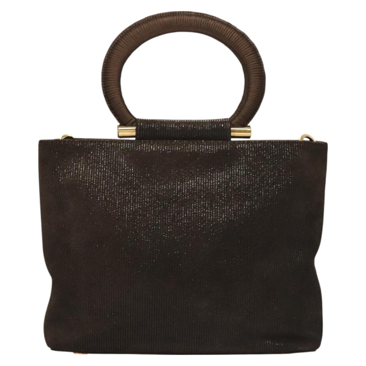 CELINE Hand Bag Leather 2way Brown Gold Auth 130917