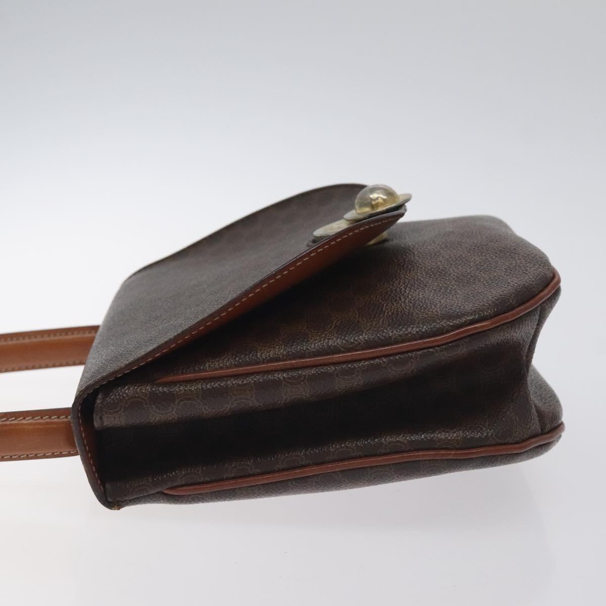 CELINE Macadam Canvas Hand Bag PVC Leather Brown Gold Auth 130918