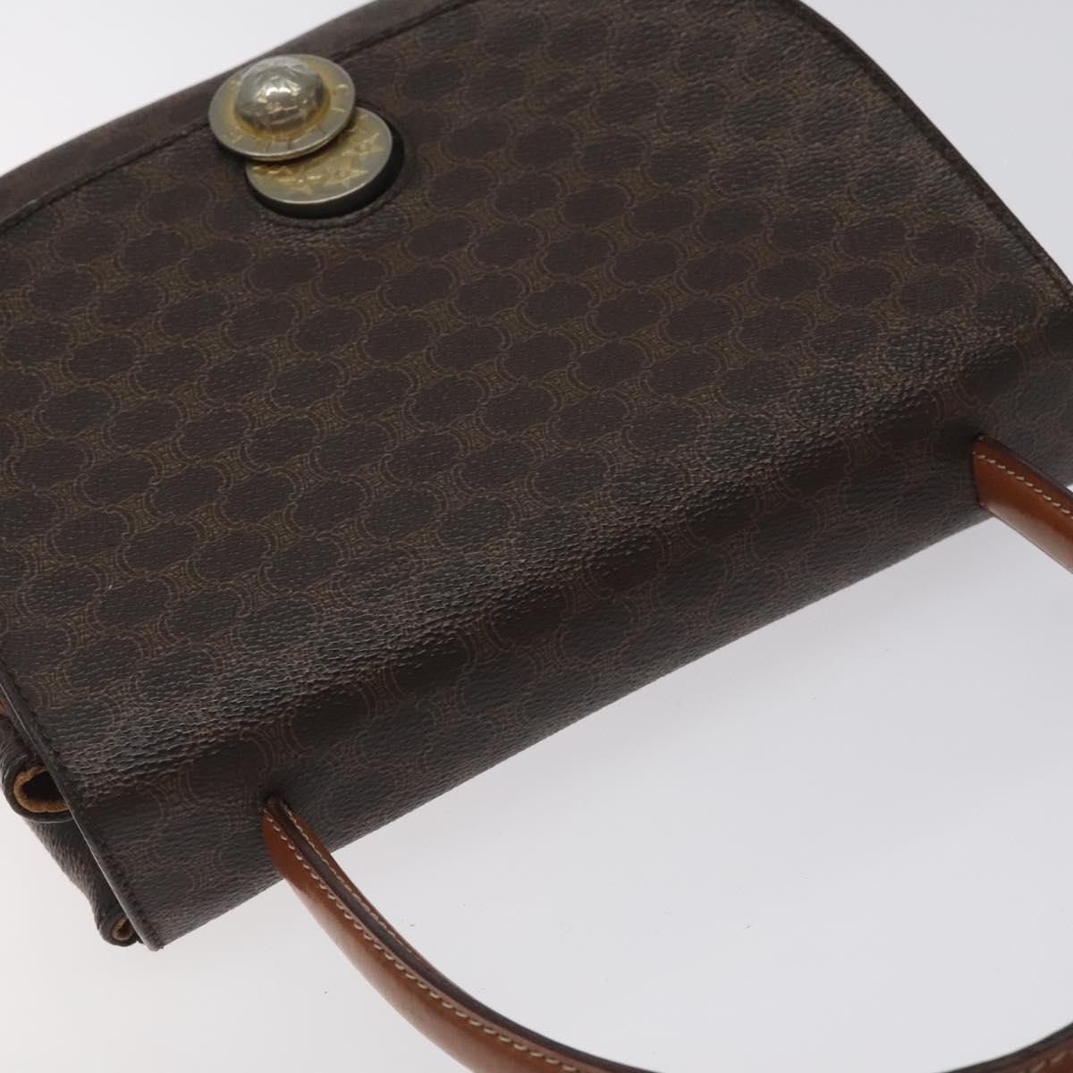 CELINE Macadam Canvas Hand Bag PVC Leather Brown Gold Auth 130918