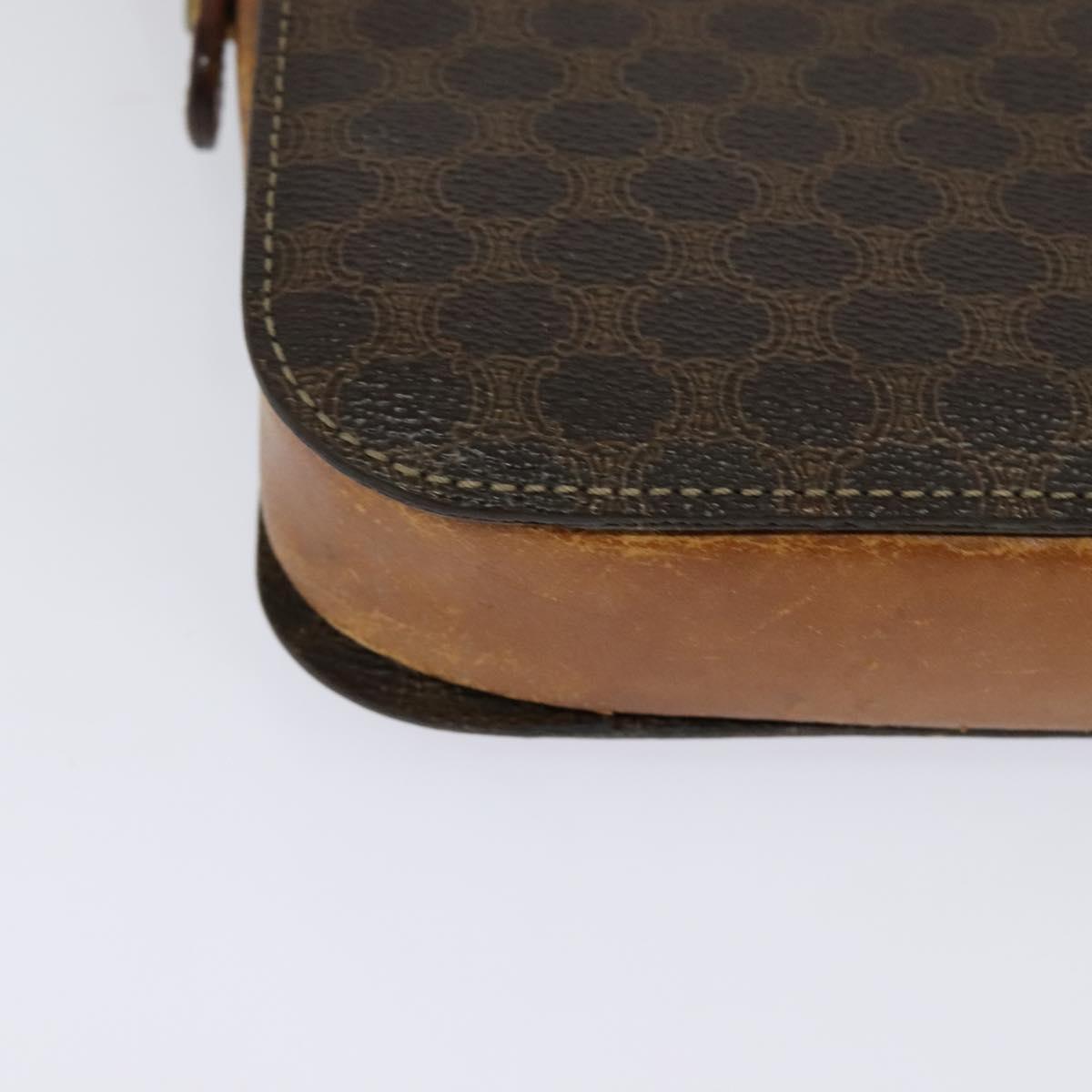 CELINE Macadam Canvas Shoulder Bag PVC Leather Brown Auth 130919