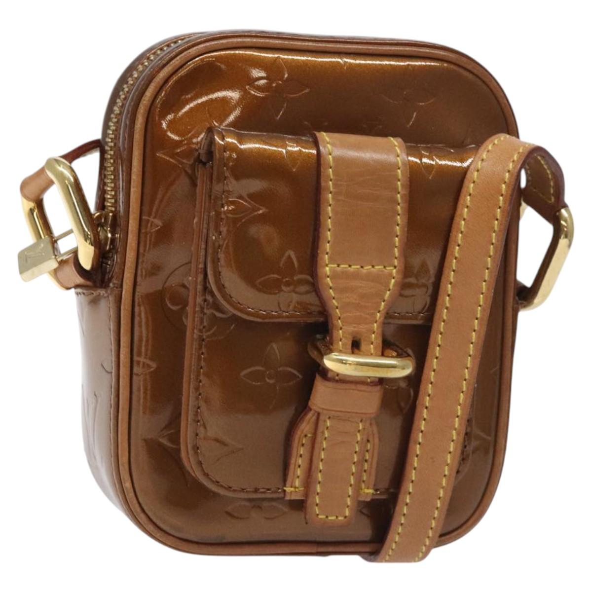 LOUIS VUITTON Monogram Vernis Christie PM Shoulder Bag Bronze M91111 Auth 130923