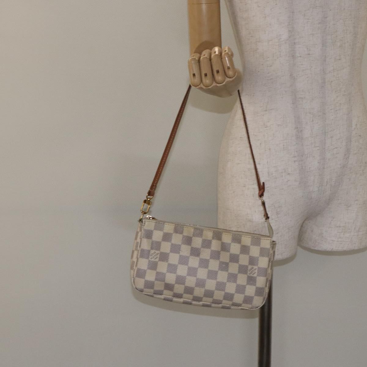LOUIS VUITTON Damier Azur Pochette Accessoires Pouch N51986 LV Auth 130929