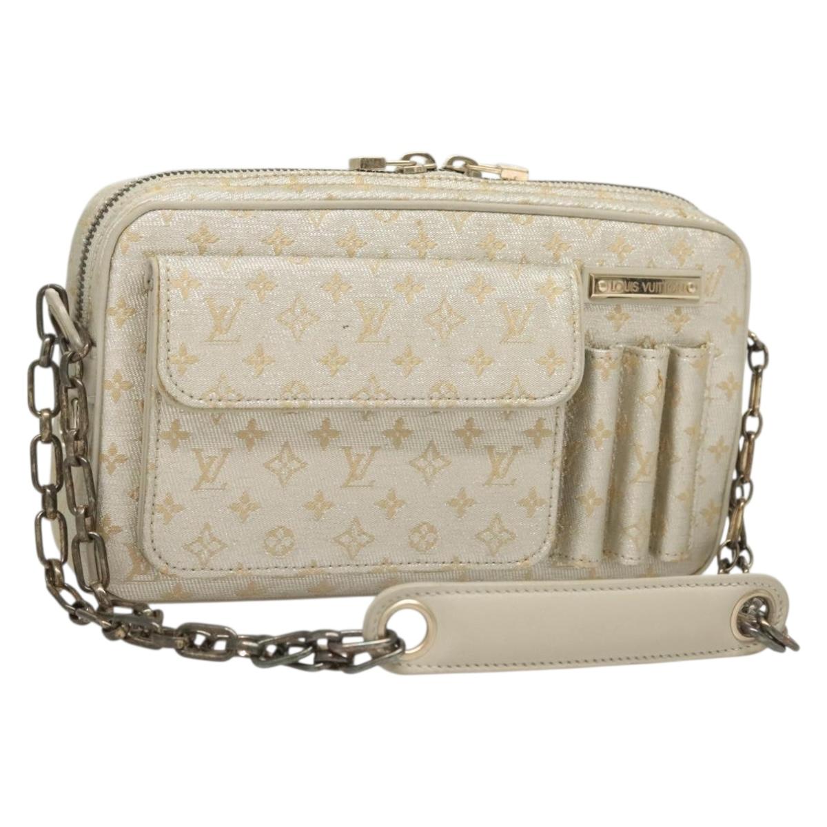 LOUIS VUITTON Monogram Shine Chain McKenna Bag Silver M92362 LV Auth 130930