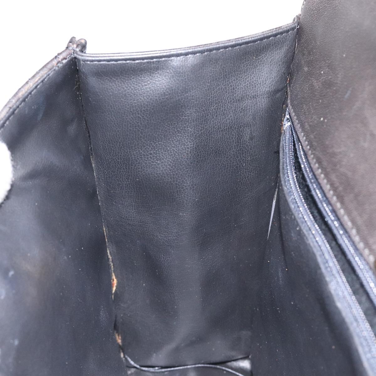 BALLY Hand Bag Leather Black Gold Auth 130931