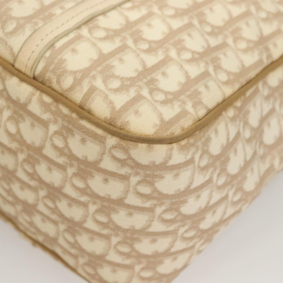 Christian Dior Trotter Canvas Romantic Tote Bag PVC Beige Silver Auth 130958