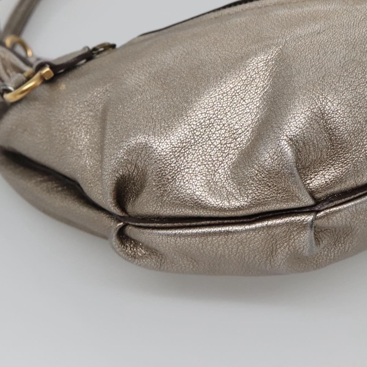Salvatore Ferragamo Gancini Shoulder Bag Leather Silver Auth 130961