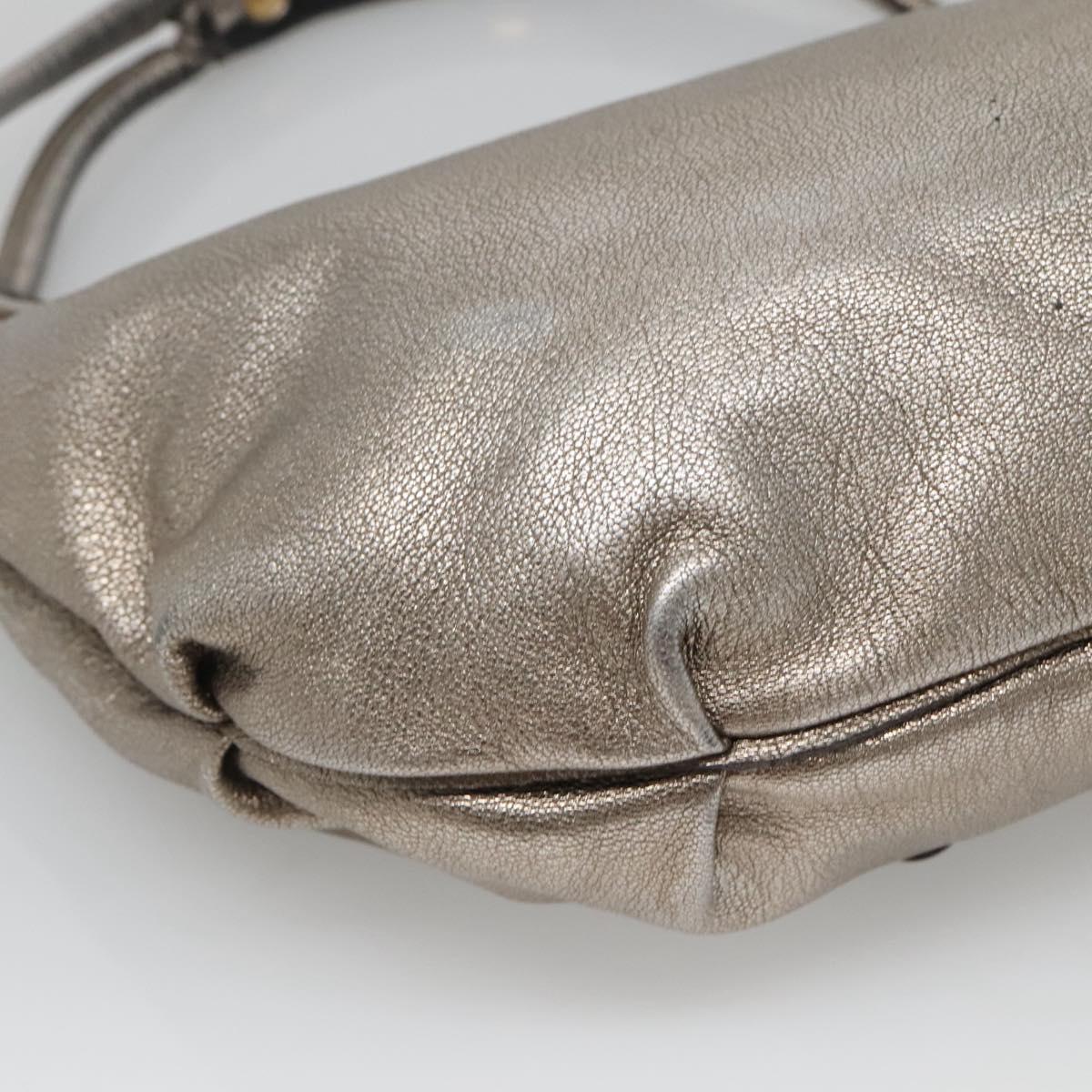 Salvatore Ferragamo Gancini Shoulder Bag Leather Silver Auth 130961