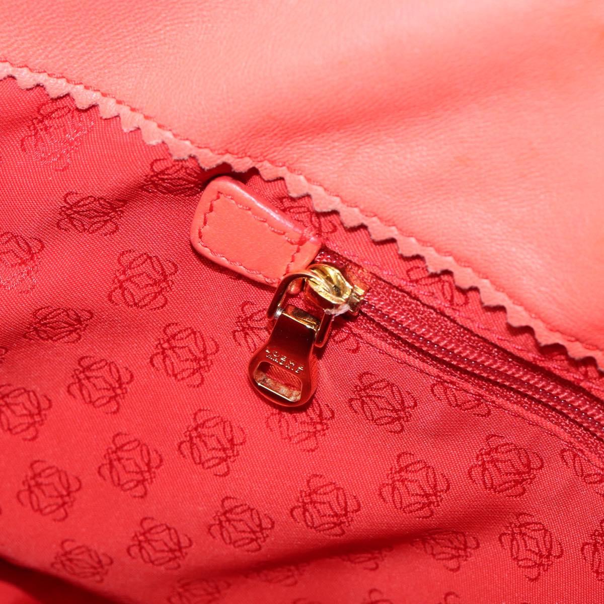 LOEWE Anagram Tote Bag Leather Orange Gold Auth 130963