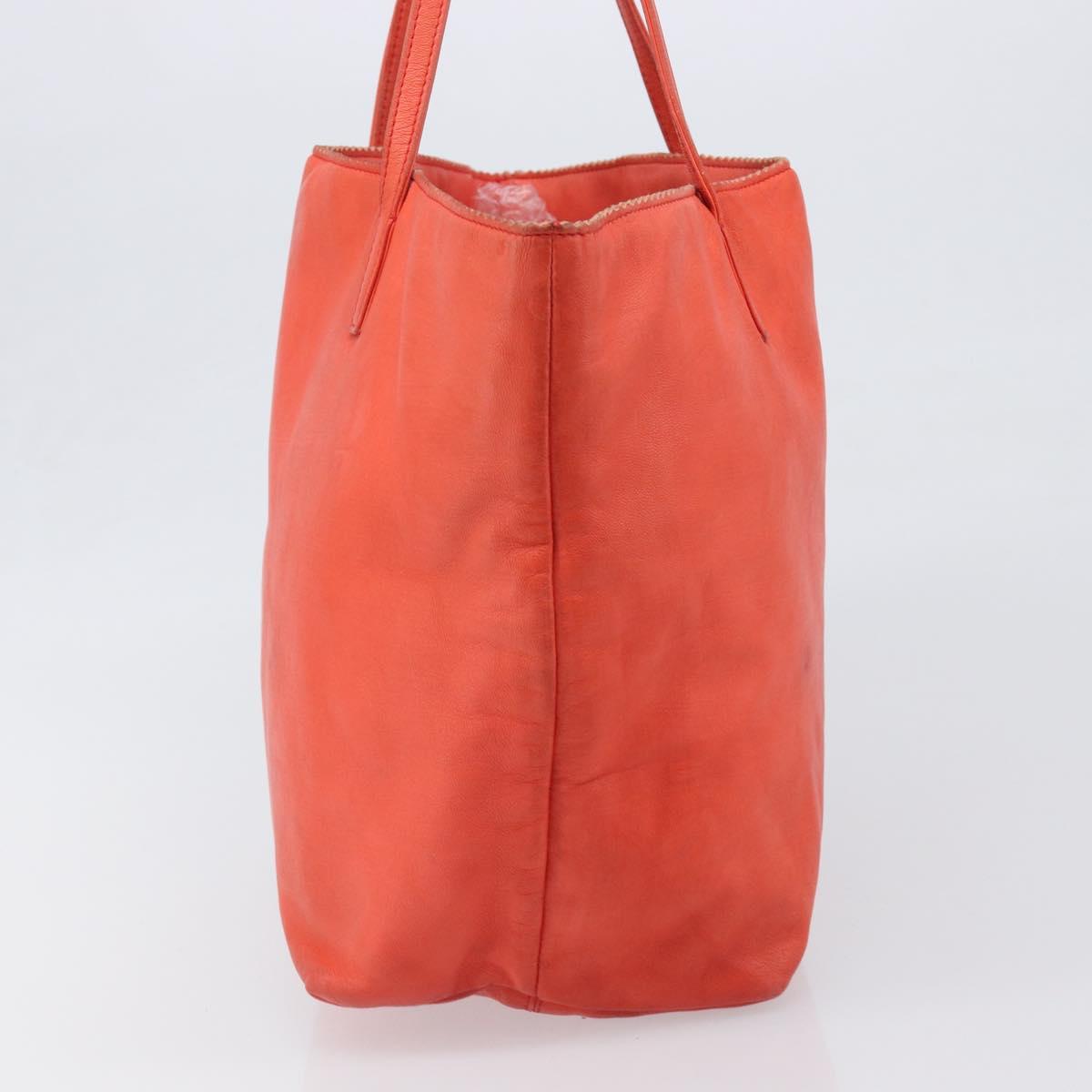 LOEWE Anagram Tote Bag Leather Orange Gold Auth 130963
