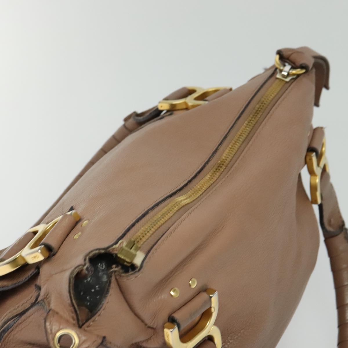 Chloe Mercy Hand Bag Leather 2way Beige Gold Auth 130964