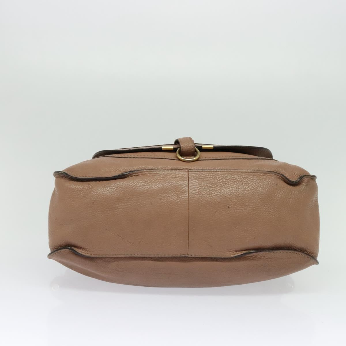 Chloe Mercy Hand Bag Leather 2way Beige Gold Auth 130964