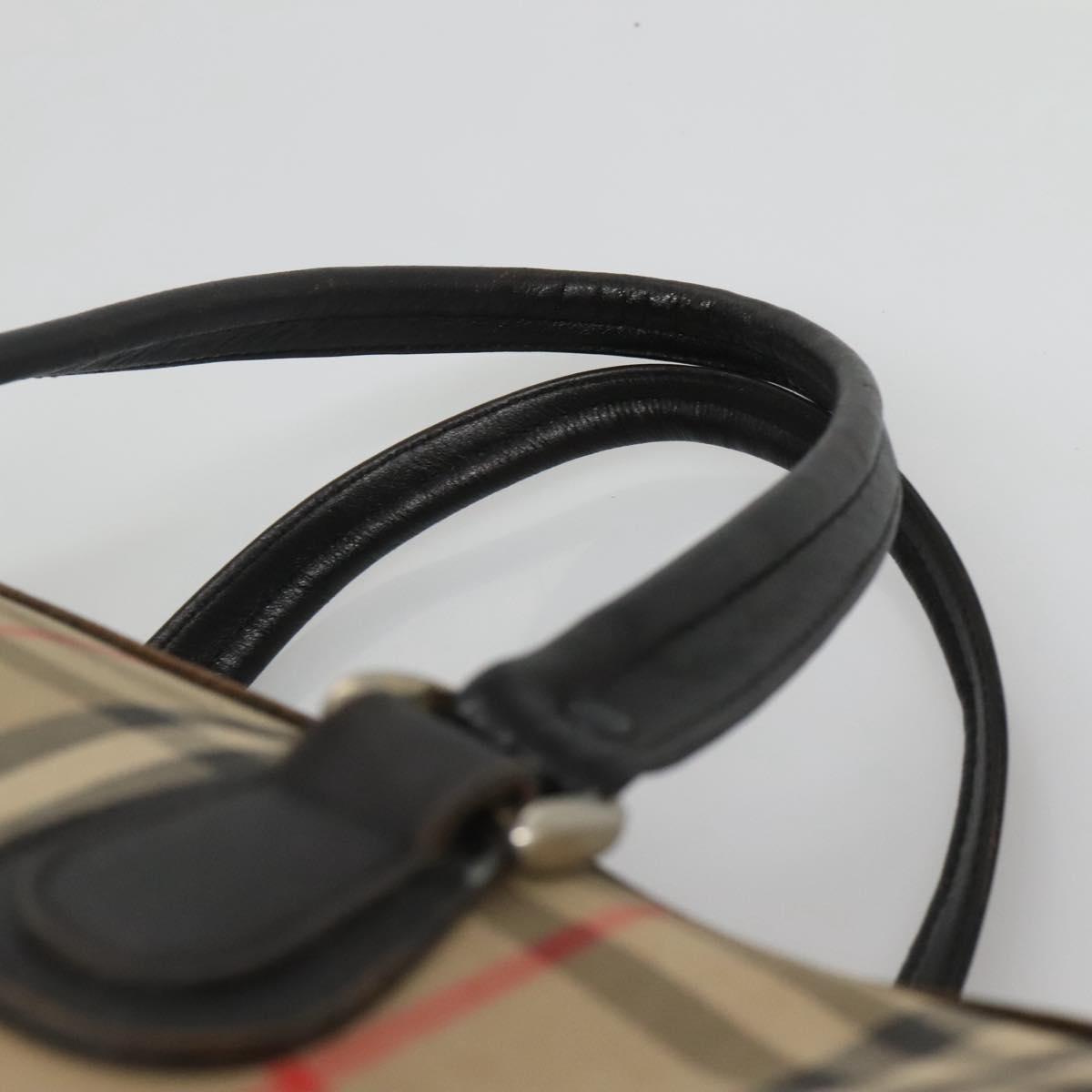 Burberrys Nova Check Boston Bag Canvas Beige Gold Auth 130974