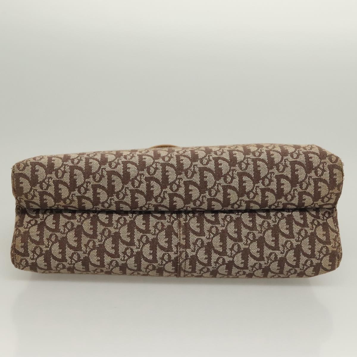 Christian Dior Trotter Canvas Hand Bag Brown Gold Auth 130976